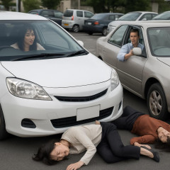 駐車場で女性が運転する車が女性をはね、運転代わった男性が誤発進、ひかれた女性はさらにひかれ、さらに2人の女性巻き込み重傷   #群馬