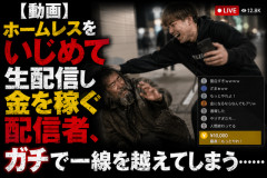 【動画】ホームレスをいじめて生配信し金を稼ぐ配信者、ガチで一線を越えてしまう……
