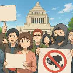 スパイ対策本格化、国会前で抗議 市民ら「監視強まる」と懸念
