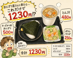 おにぎり屋さんに来たらこれだけで1230円