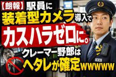 【朗報】駅員に装着型カメラ導入でカスハラゼロに。クレーマー野郎はヘタレが確定wwwww