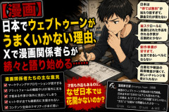【漫画】日本でウェブトゥーンがうまくいかない理由、Xで漫画関係者らが続々と語り始める……