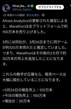 【朗報】ソニーのマラソン、売上なんと150万まで増加！！