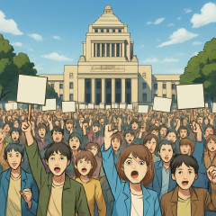国会前で約1万人がデモ、反戦訴える 「総理は憲法守れ」コール 「せんそうさせない」   |  1人かな？