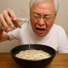 高須克弥院長の「うどん汚食動画」が生んだ不快感…「いきなりコップの水をぶっかけ投入」はアリか   |  これがラサールだったら