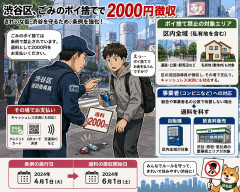 渋谷区、ごみのポイ捨てで2000円徴収