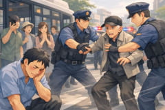 【恐怖】路線バス車内で男性客が顔切りつけられ軽傷…犯人とみられる人物がナイフ持ったまま逃走中…