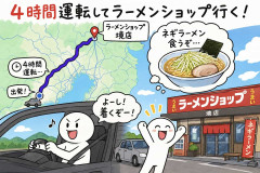 4時間運転してラーメンショップ行く