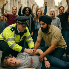 英警察、シーク教徒に刺され瀕死の白人学生に手錠 抗議デモ発生「白人を2級市民扱い」   #英国