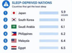 睡眠時間が短い国ランキングで日本が1位に！　海外の反応。