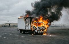 ロシアのトラック運転手、ウクライナ軍にドローン攻撃されるため自分でトラックを燃やして仕事を放棄