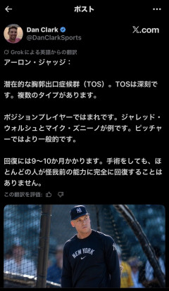 【悲報】アーロン・ジャッジさん、今期絶望