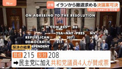 米下院、イランから撤退求める決議案可決…トランプ氏の戦争の権限制限！