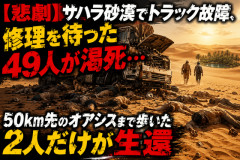 【悲劇】サハラ砂漠でトラック故障、修理を待った49人が渇死…50km先のオアシスまで歩いた2人だけが生還