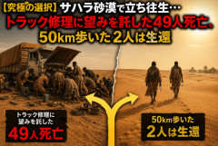 【究極の選択】サハラ砂漠で立ち往生…トラック修理に望みを託した49人渇死、50km歩いた2人は生還