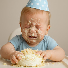 1歳誕生日「顔面ケーキ」動画が大炎上、なぜ投稿？ 浮上する2つの説   |  これ結構強い力で押し付けてるよね