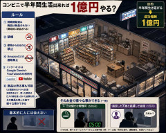 コンビニで半年間生活出来れば1億円