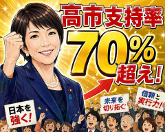 高市支持率70%超え
