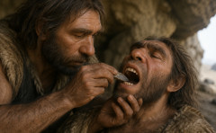 ネアンデルタール人が石器を使い、虫歯治療をしたと見られる化石を発見