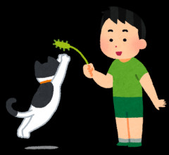 赤ちゃんの頃から『3匹の猫』に育てられた子犬→成長した結果、猫じゃらしを見ると…影響を受け過ぎて『猫化』してしまった光景に思わず悶絶