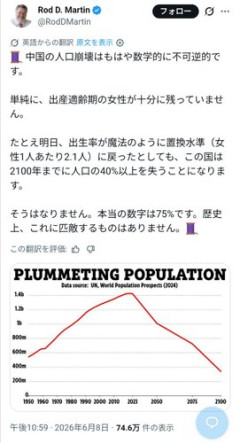 【習近平悲報】中国の人口、終わる
