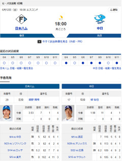 【ドラゴンズ実況】6/12 中日vs日本ハム 交流戦（エスコンF）18:00～先発：柳【中継:東海TV　GAORA　DAZN他】