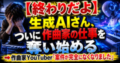 【終わりだよ】生成AIさん、ついに作曲家の仕事を奪い始める　→作曲家YouTuber「案件が完全になくなりました」