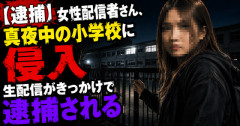 【悲報】女性配信者さん、真夜中の小学校に侵入　→生配信がきっかけで逮捕される