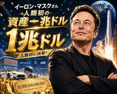 イーロン・マスクさん人類初の資産一兆ドル