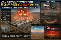 アメリカ最大のAIデータセンター、周辺の平均気温を15度上昇させておわる