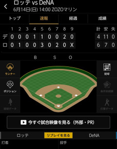 ベイスターズ 4－6 千葉ロッテ　尾形5回途中4失点　宮下2号2ランHRで反撃も追いつけず