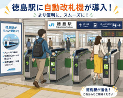 徳島駅に自動改札機が導入