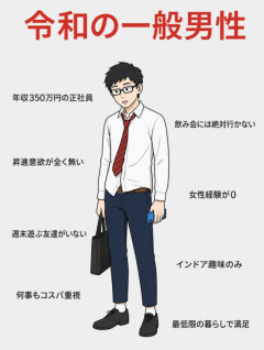 【画像】『令和の一般男性』を表したイラスト、ヤバすぎるwwwwwwwwwwwwwwww