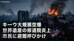 【速報】ロシア軍が首都キーウに大規模空爆、世界遺産の大修道院炎上