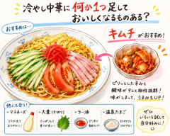 冷やし中華に何か1つ足しておいしくなるものある？