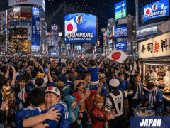 AIが考えるワールドカップ優勝した各国の光景　日本は渋谷スクランブル交差点に
