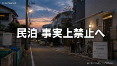 【速報】居住環境悪化で方針転換 観光庁「条例で事実上禁止可能と自治体に伝える方針」