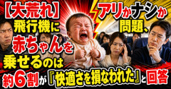 【大荒れ】飛行機に赤ちゃんを乗せるのはアリかナシか問題、約6割が「快適さを損なわれた」と回答