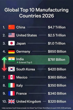 【速報】インドさん、韓国を抜き第5位の製造大国になるｗｗｗｗｗｗｗｗｗｗ