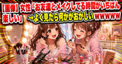 【画像】女さん「お友達とメイクしてる時間がいちばん楽しい」　→よく見たら何かがおかしいｗｗｗｗｗ