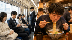 【謎】中国人「日本人、蕎麦やラーメンはズルズルすするのに電車では静かにしろって何でなの？」