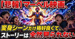 【悲報】今のマーベルの映画って、変身シーンだけ格好良くて、ストーリーは全然見られない