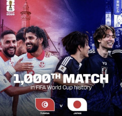 【画像】W杯1000試合目となる日本対チュニジア戦で審判団が特別なユニフォームを着用wwwwww