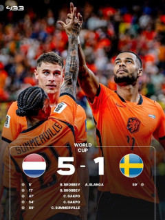 【速報】オランダ代表が5ー1でスウェーデンに勝利！グループFの暫定首位に