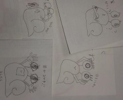 嫁と起きる時間が合わないので伝えたいことを置手紙に書くようになったのだが…そこにそえてある絵が謎すぎる (　ﾟдﾟ)ﾎﾟｶｰﾝ