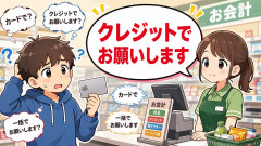 クレジットカードで支払いする時になんて店員に言う?