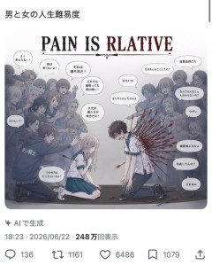 【画像】男女の人生難易度、違いすぎると話題にｗｗｗｗ