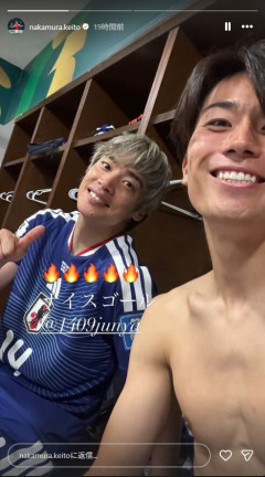 中村敬斗、上裸姿で笑顔のオフショ公開　インスタフォロワーはW杯前から55万増と大人気