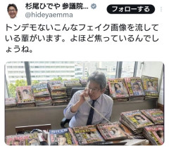 立憲・杉尾氏「こんなトンデモないフェイク画像流している輩がいます。よほど焦ってるんでしょうね」
