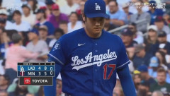 大谷翔平、５回まで３失点で８勝目の権利を得る！